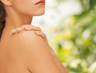 Image showing beautiful young woman with bare shoulders