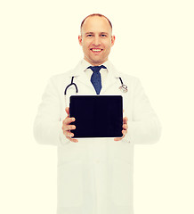 Image showing smiling male doctor with tablet pc