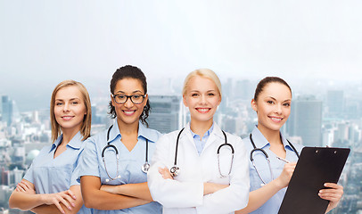 Image showing team or group of female doctors and nurses