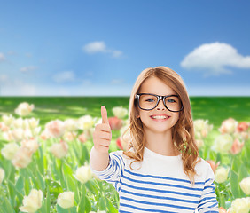 Image showing little girl with black eyeglasses