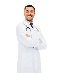 Image showing smiling male doctor with stethoscope