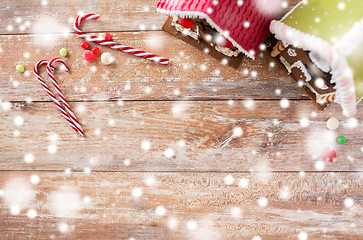 Image showing closeup of beautiful gingerbread houses at home