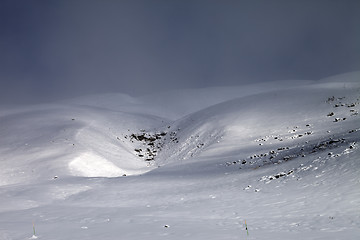 Image showing View on off-piste slope in bad weather