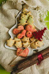 Image showing Christmas cookies with festive decoration