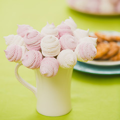 Image showing Homemade pink and white marshmallow