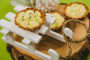 Image showing Traditional Christmas cake. Warm colors.