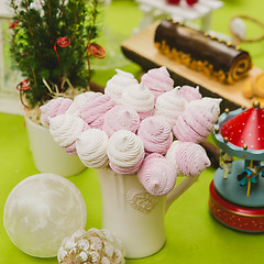 Image showing Homemade pink and white marshmallow