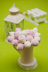 Image showing Homemade pink and white marshmallow