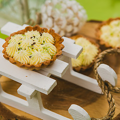 Image showing Traditional Christmas cake. Warm colors.