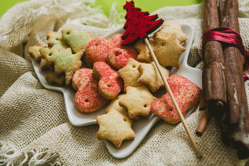 Image showing Christmas cookies with festive decoration