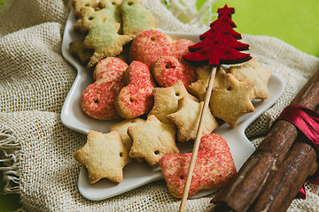 Image showing Christmas cookies with festive decoration