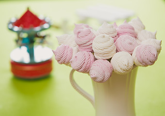 Image showing Homemade pink and white marshmallow