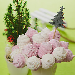 Image showing Homemade pink and white marshmallow