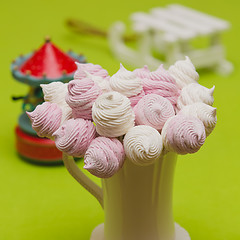 Image showing Homemade pink and white marshmallow