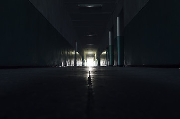 Image showing dark corridor with light in horizon