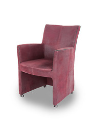 Image showing Red leather dining room chair 