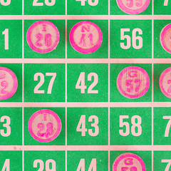 Image showing Green bingo card isolated