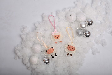 Image showing Funny Christmas sheep and balls