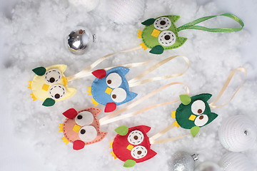 Image showing Christmas owls and balls