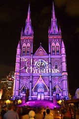 Image showing Christmas Lights Display St Marys Cathedral Sydney