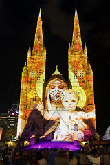 Image showing Christmas light display St Mary's Cathedral Sydney