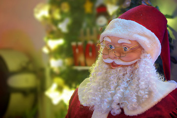 Image showing Santa Klaus figure with Christmas lights decoration