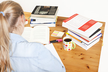 Image showing girl making homework