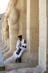 Image showing Egyptian Tourist Police Officer rests