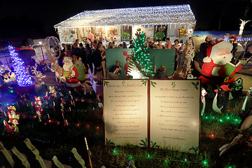 Image showing Decorated house christmas led lights display with Santa
