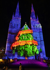 Image showing Christmas tree seasons greetings St Mary's Cathedral, Sydney