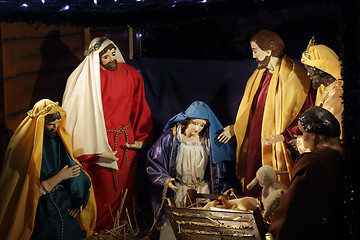 Image showing Nativity scene stabl mary birth of Jesus Christmas