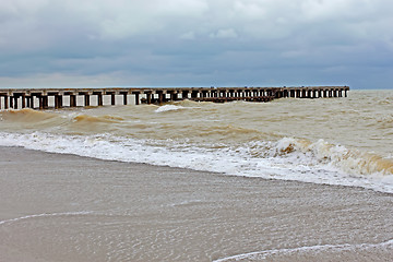 Image showing Old pier in stormy weather