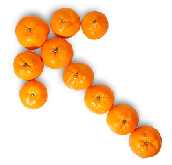 Image showing Ripe Juicy Orange Tangerine Lined As A Left Arrow