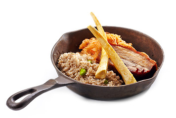 Image showing pork roast and barley porridge