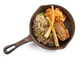 Image showing pork roast and barley porridge