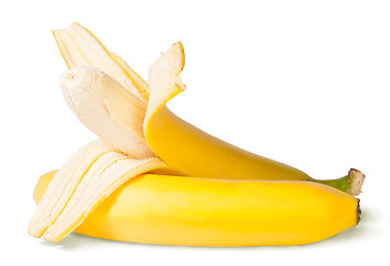 Image showing Partially Peeled Bananas