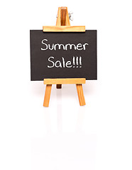 Image showing Summer Sale. Blackboard with text and easel.