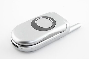 Image showing Closed silver clamshell cell phone