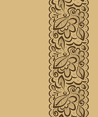 Image showing Vector seamless background. Lace flowers and leaves on a light b