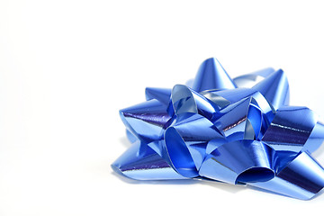 Image showing Isolated Christmas Decoration Blue Bow