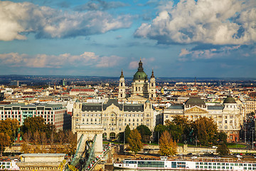 Image showing Overview of Budapest on a cloudy day