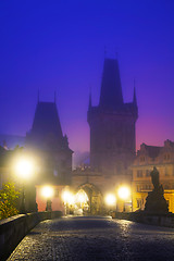 Image showing The Old Town as seen from Charles bridge in Prague
