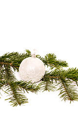 Image showing Christmas ball and fir branch for your text