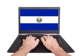 Image showing Hands working on laptop, El Salvador