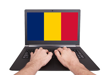Image showing Hands working on laptop, Romania
