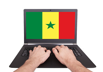 Image showing Hands working on laptop, Senegal