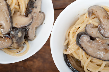 Image showing Italian spaghetti pasta and mushrooms