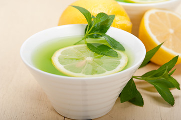 Image showing mint infusion tea tisane with lemon