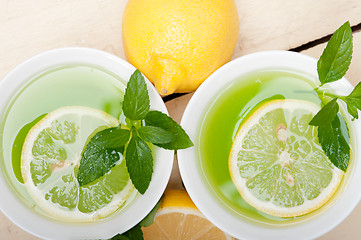 Image showing mint infusion tea tisane with lemon