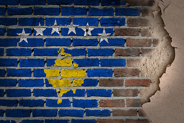 Image showing Dark brick wall with plaster - Kosovo